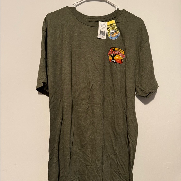 Green Short Sleeve Tee with Graphic Design - Picture 1 of 3